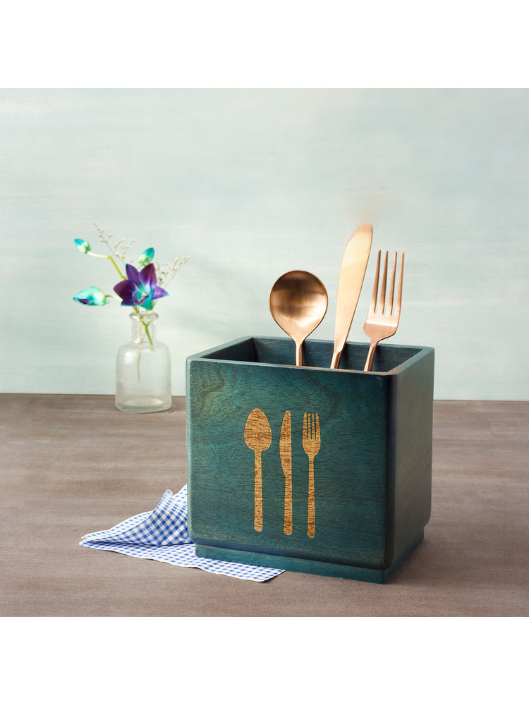 Ellementry Blue Wood Utensil Holder-image-30