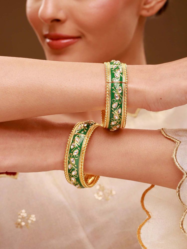 Voylla White Brass Kundan Bracelets-picture-0