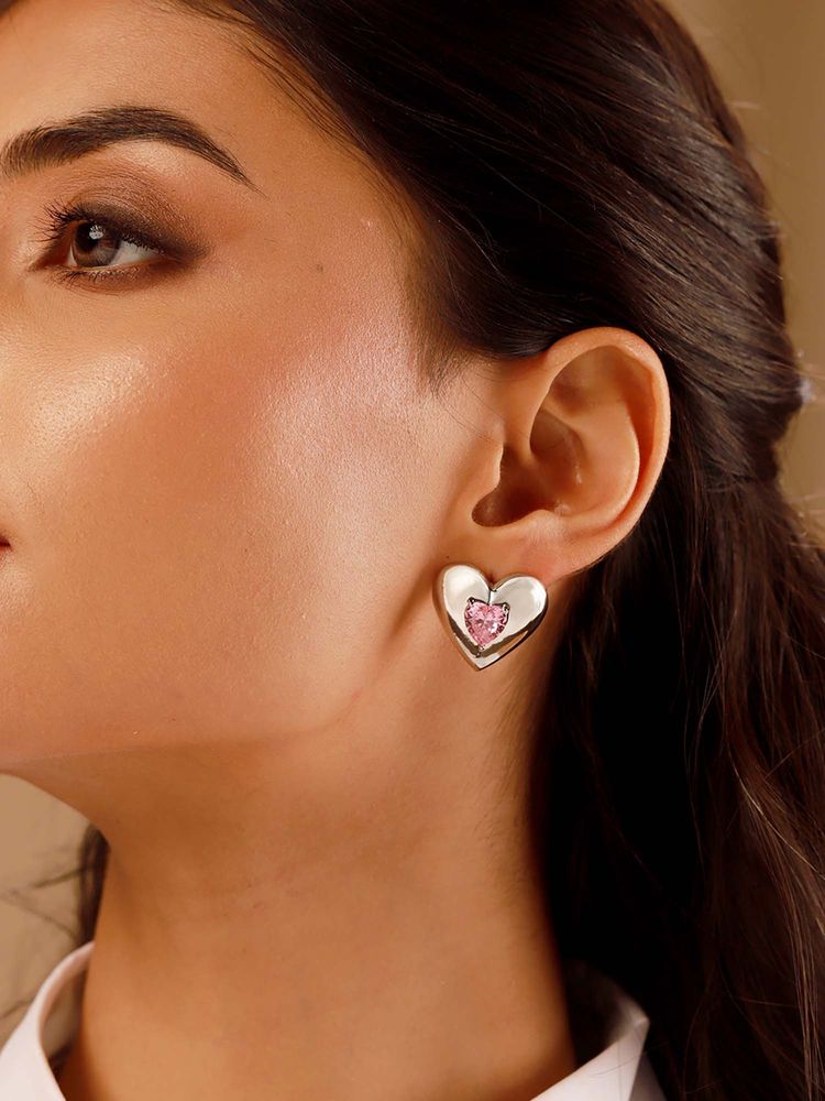 Voylla Pink Brass Stones Pair Of Earrings-picture-8