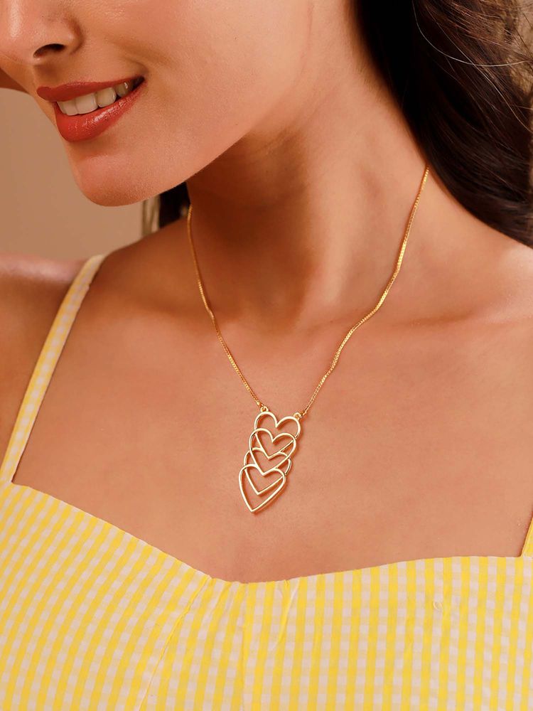 Voylla Gold Brass Statement Necklace-image-4