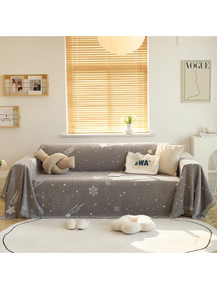 Kuber Industries Grey Decorative Chenille Sofa Throw For Indoor Outdoor-picture-13