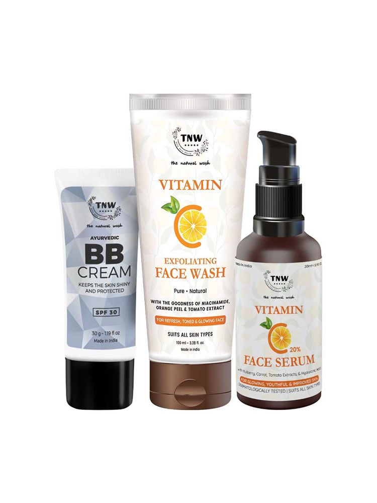 TNW The Natural Wash BB Cream Vitamin C Exfoliating Face Wash & Vitamin C Face Serum Combo