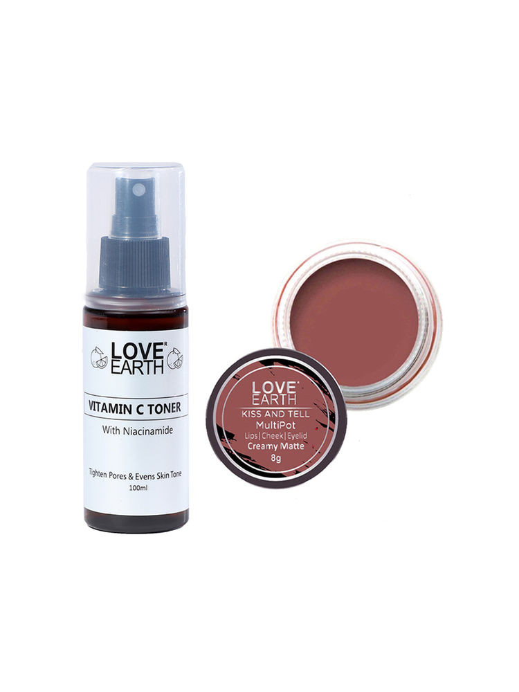Love Earth Lip Tint & Cheek Tint Kiss And Tell + Vitamin C Toner