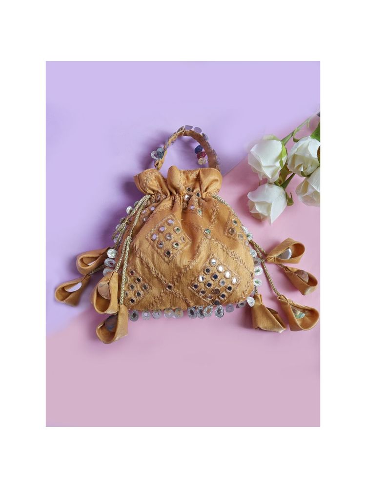 Soho Boho Studio Royal classic Gold mirror Potli Bag-image-26