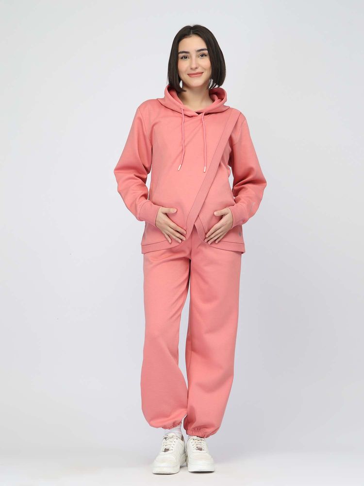 Zelena Anaya Maternity Hoodie and Joggers - Coral-image-7