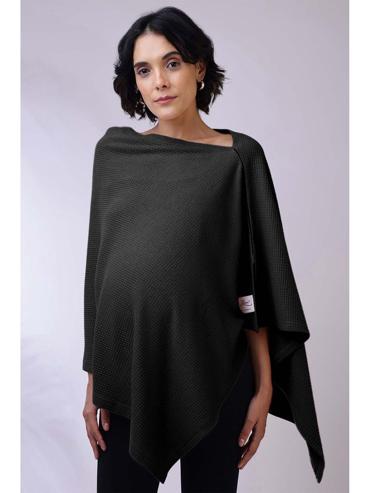 Zelena Nursing Cover - Premium Breathable Feeding Poncho for Mothers - Black-image-43