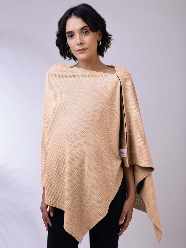 Zelena Nursing Cover - Premium Breathable Feeding Poncho - Cream-image-2