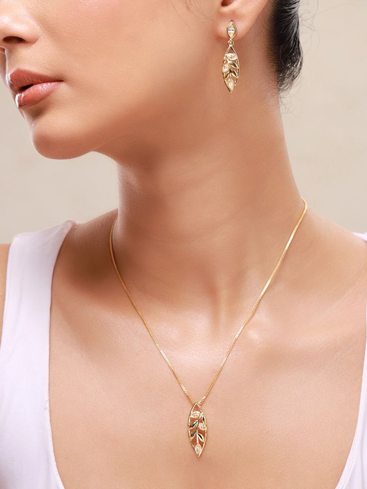 Voylla Leafy Affair Komisse Pendant Set-image-6