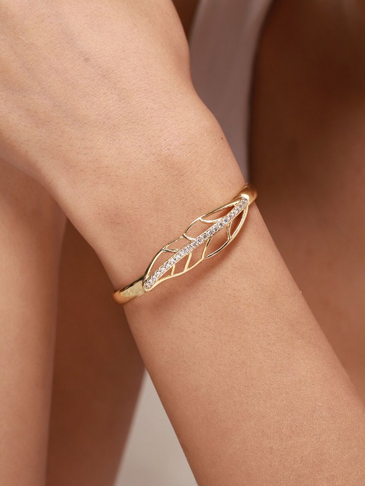 Voylla Leafy Affair Selene Leaf Cuff Bracelet-image-5
