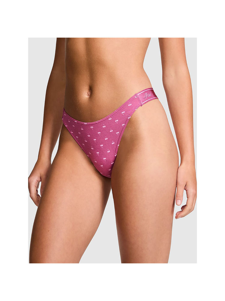victoria's secret intimates Victoria's Secret PINK Logo Cotton High-Leg Thong Panty Pink-picture-18