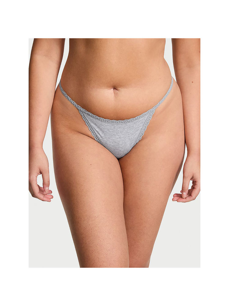 victoria's secret intimates Victoria's Secret The Lacie Lace-Trim Cotton V-String Panty Grey-picture-20