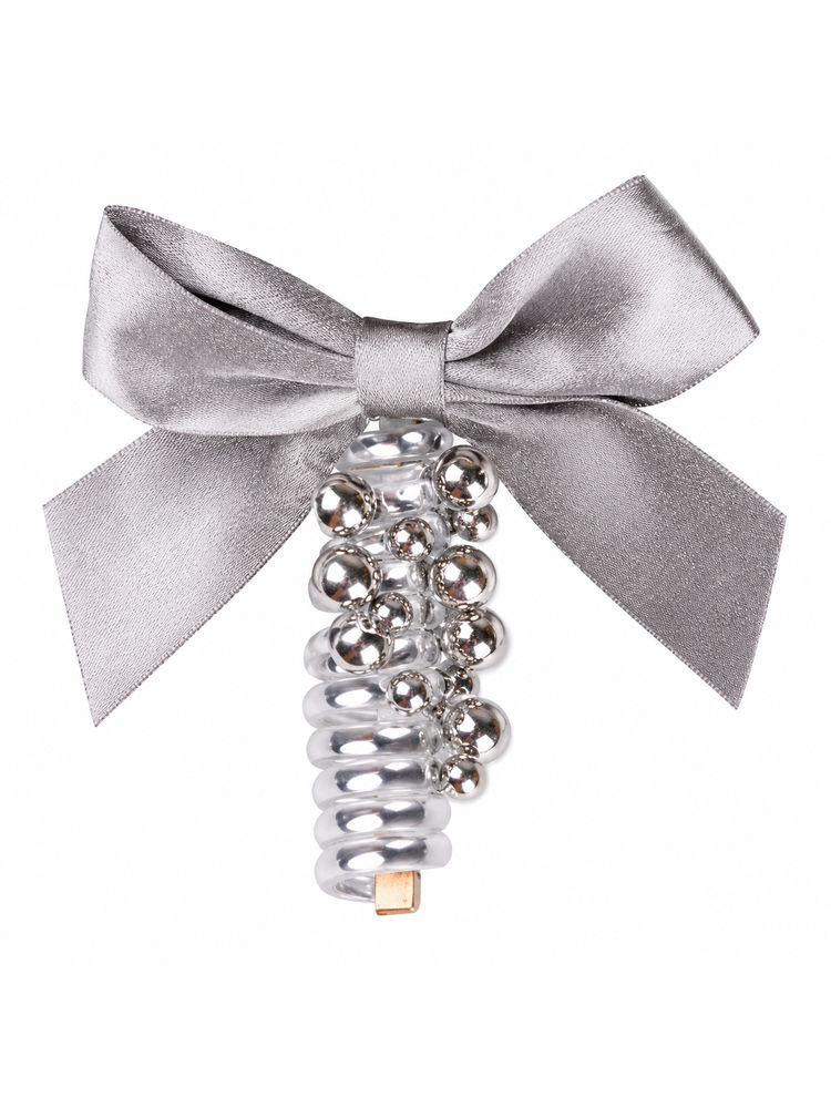 Feel Good Club Silver Bow Spiral Hair Tie Accessory - Ribbon Bow Hair Wrap For Ponytails & Braids-picture-13