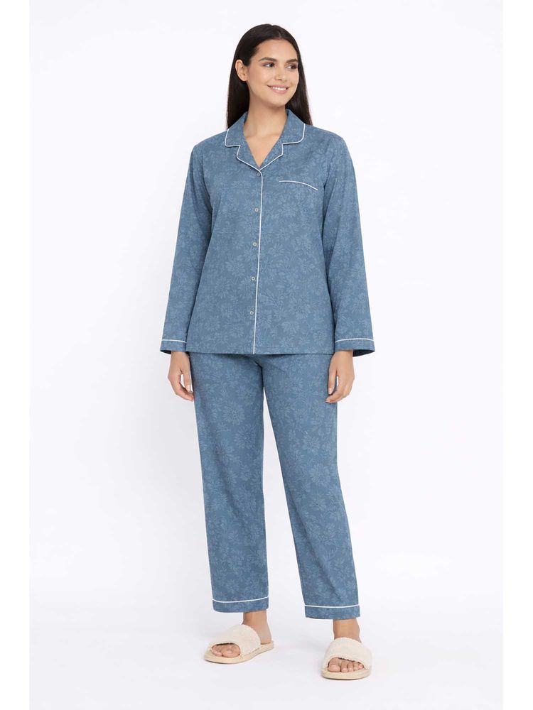 Shopbloom Grey Floral Print Long Sleeve Womens Nightsuit-picture-19