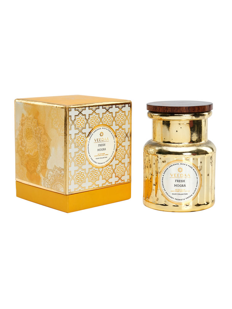 Veedaa Fresh Mogra Crown Glass Scented Candle-picture-4