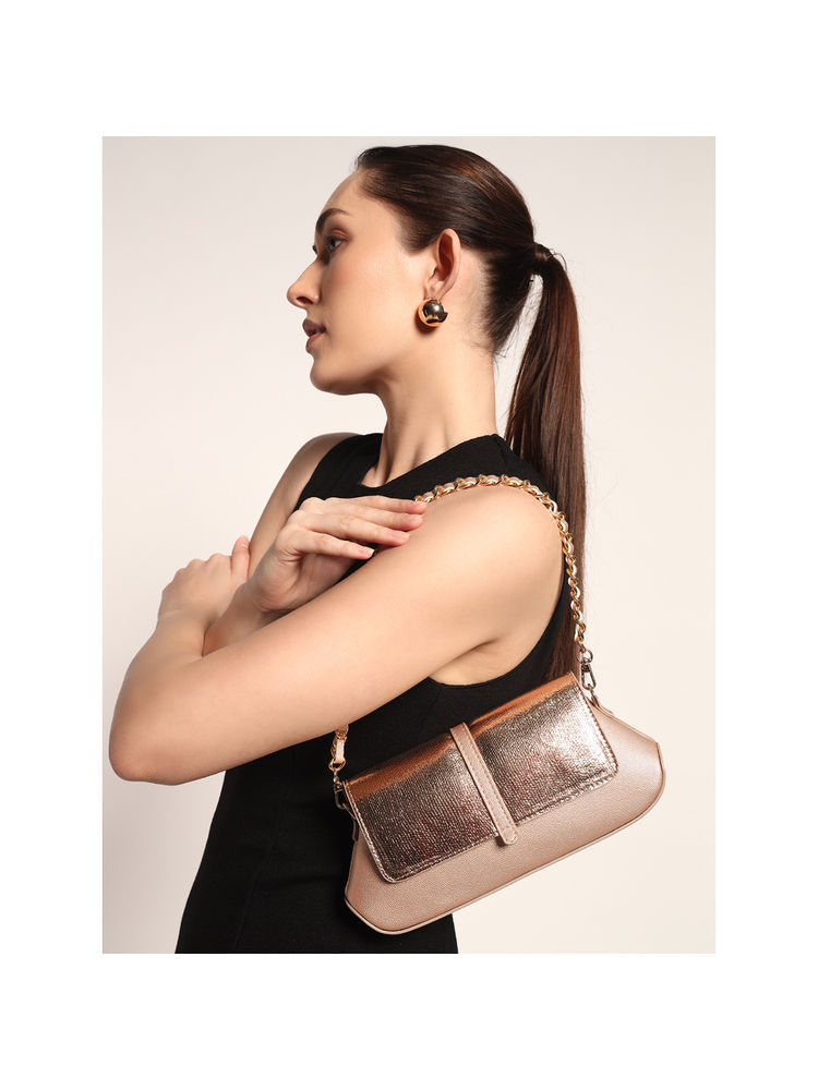 THE GUSTO Bella Gold Clutch with Detachable Sling (S) (Set Of 2)