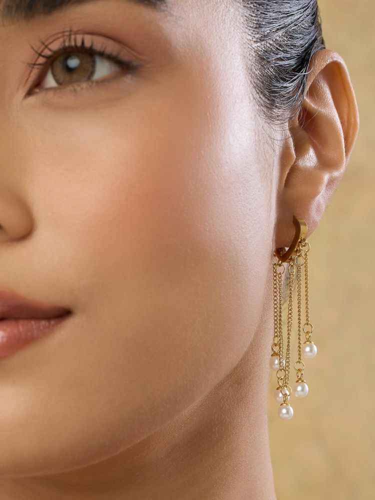 Indinoor Gold Moonfall Everyday Danglers-image-3