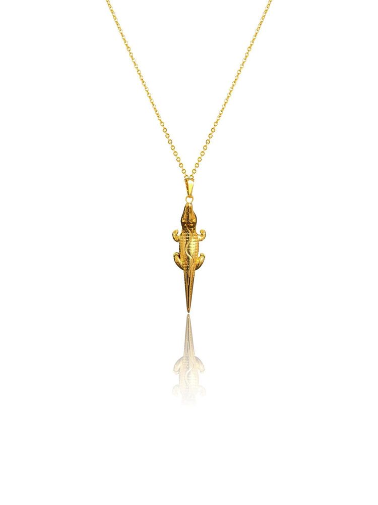 Indinoor Gold Croc This Way Necklace-image-9