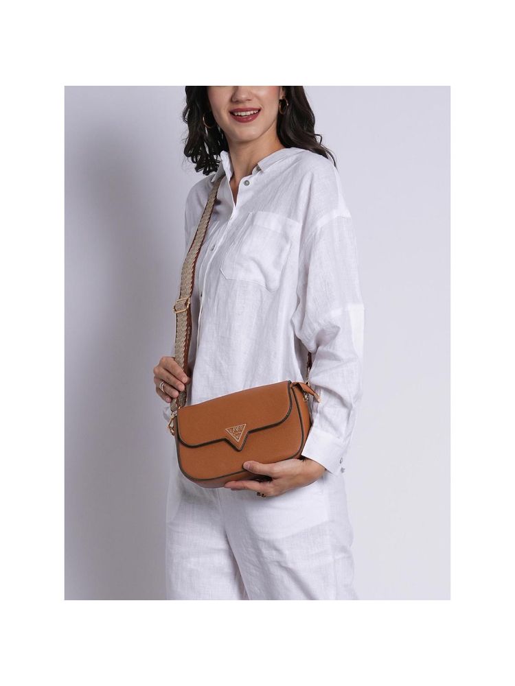 Lavie Signature Womens Dark Tan LS Victoria Flap Sling Bag (M)-image-30