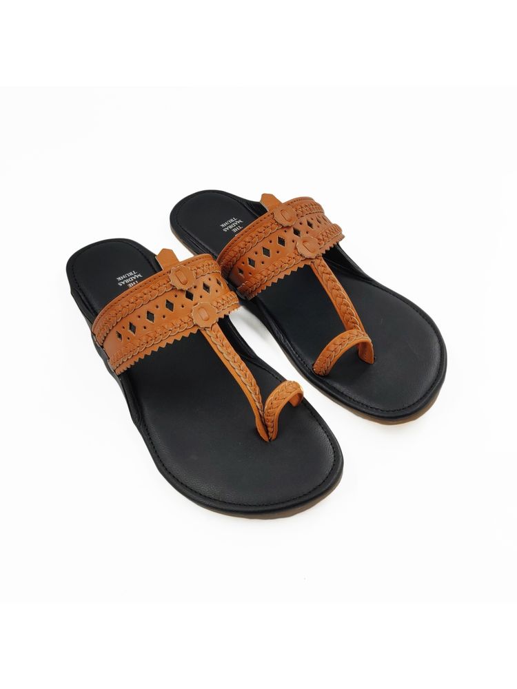 The Madras Trunk Black Orange Kolhapuris-picture-13
