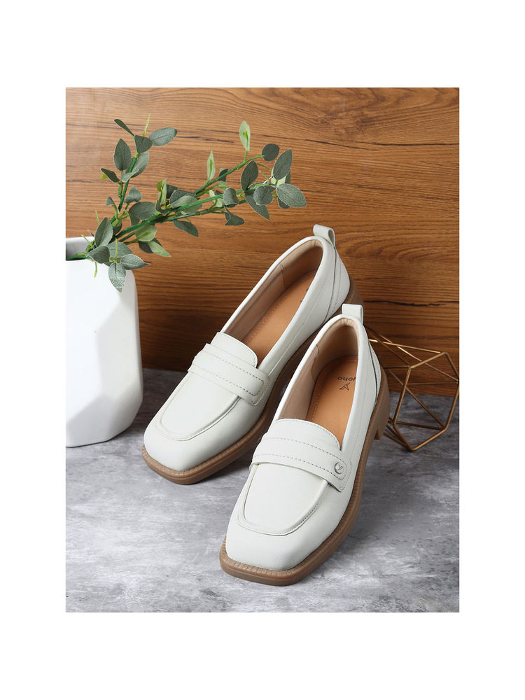 Yoho Women White Stella 002 Slip On Loafers-image-2