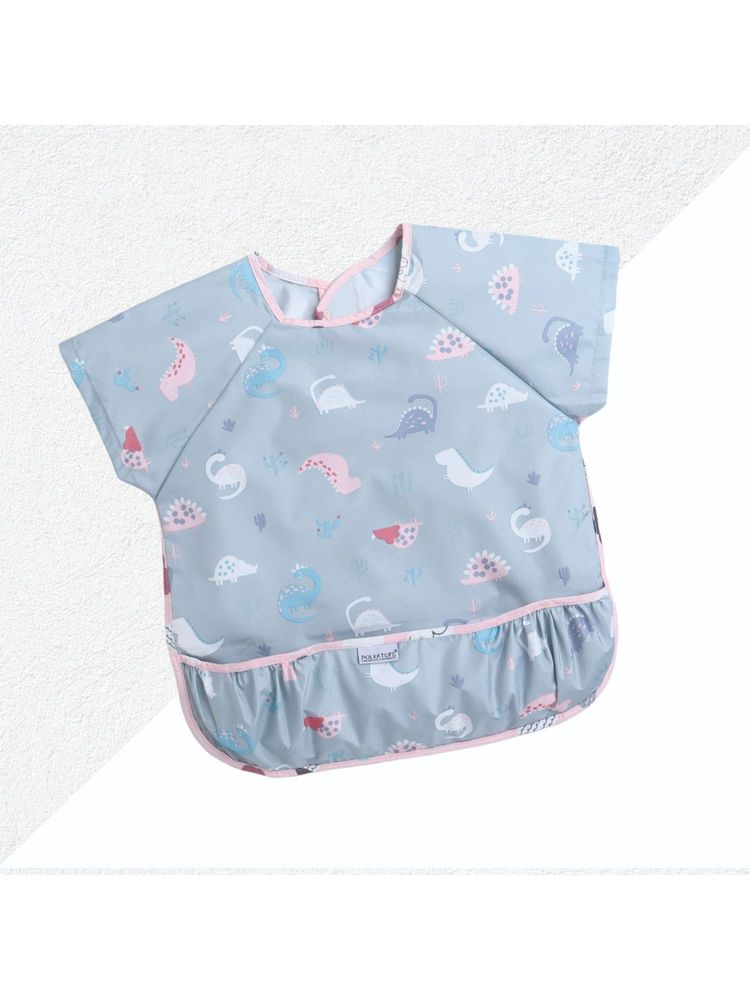 Polka Tots Waterproof Half Sleeves Apron Feeding Bibs for Baby Dino Print-picture-11