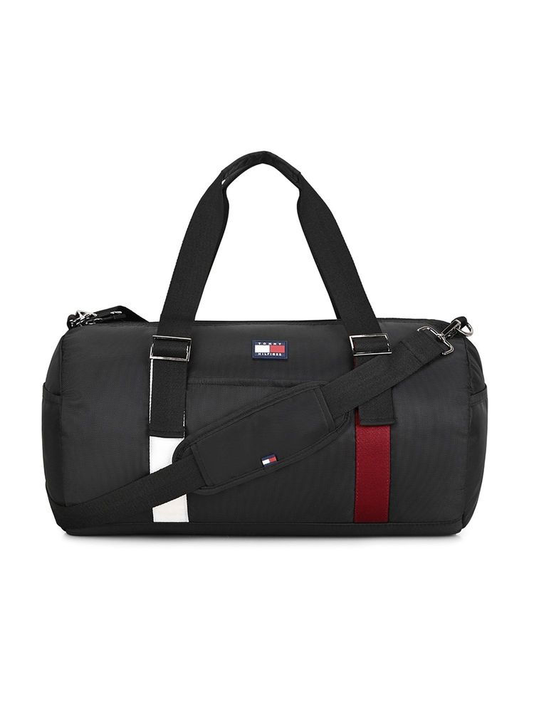 tommy hilfiger accessories Tommy Hilfiger Unisex Sitkin Polyester Solid-Plain Duffle Bag with Detachable Strap -Black-picture-23