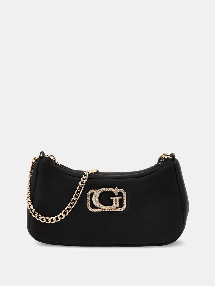 Guess Black Solid Prue Mini Top Zip Shoulder Bag-image-23