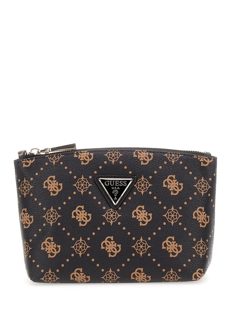 guess fashion Guess Black Printed Silia Top Zip Pouch-picture-27