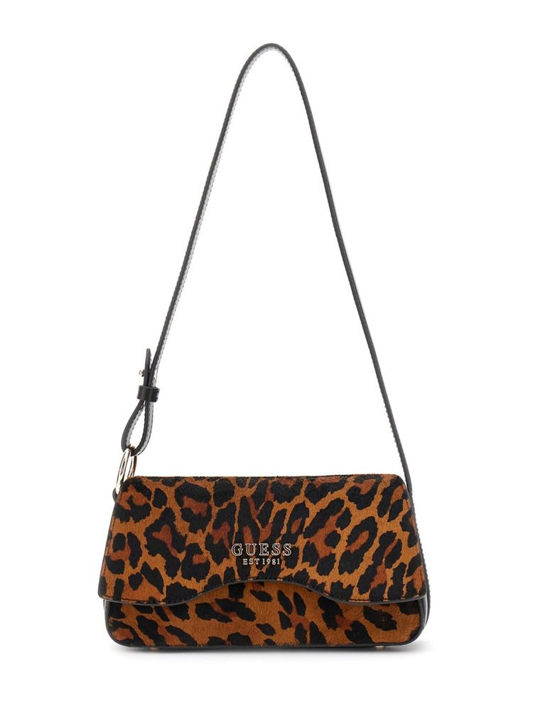 Guess Brown Animal Print Domitilla Flap Handbag-image-48