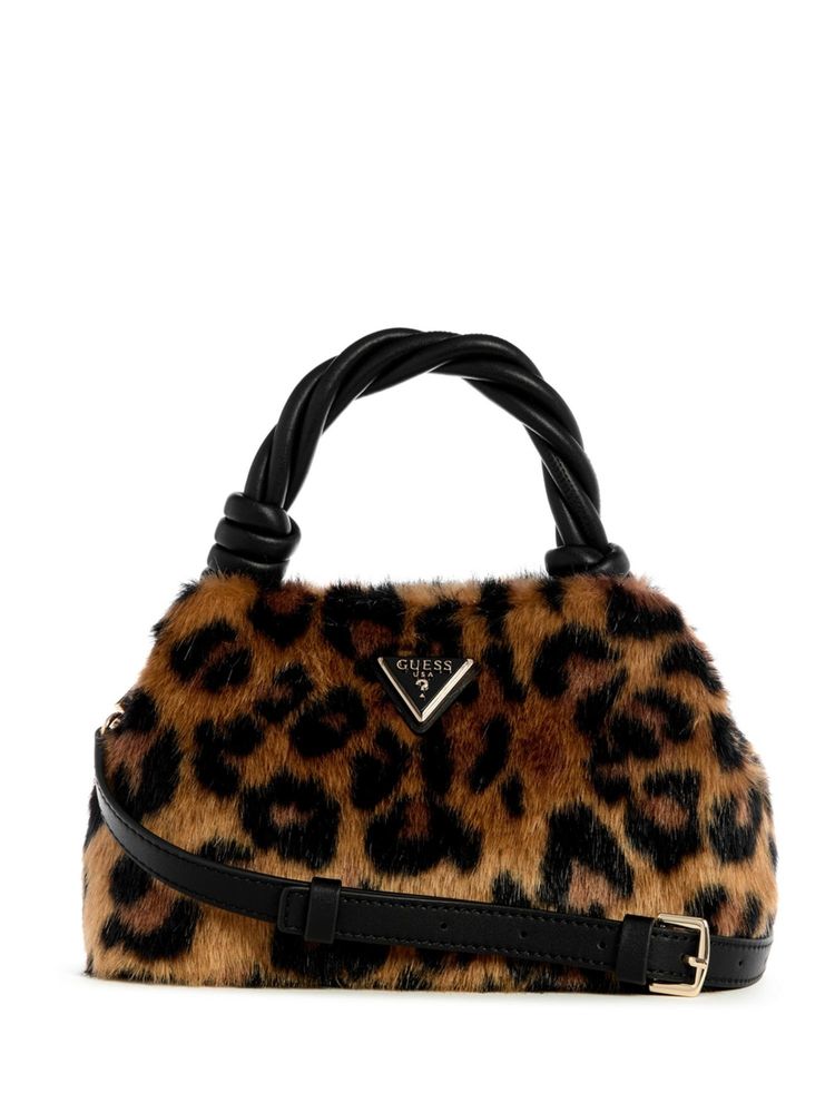 guess fashion Guess Brown Animal Print Shaida Top Handle Crossbody Bag-picture-11
