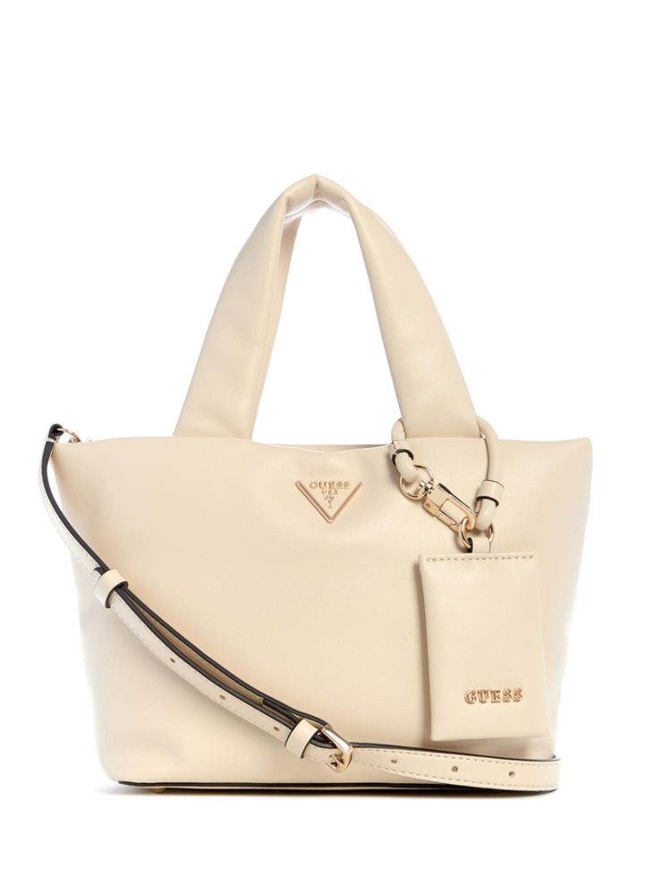 guess fashion Guess Beige Solid Sunetra Mini Tote Bag with Pouch and Detachable Strap-picture-19