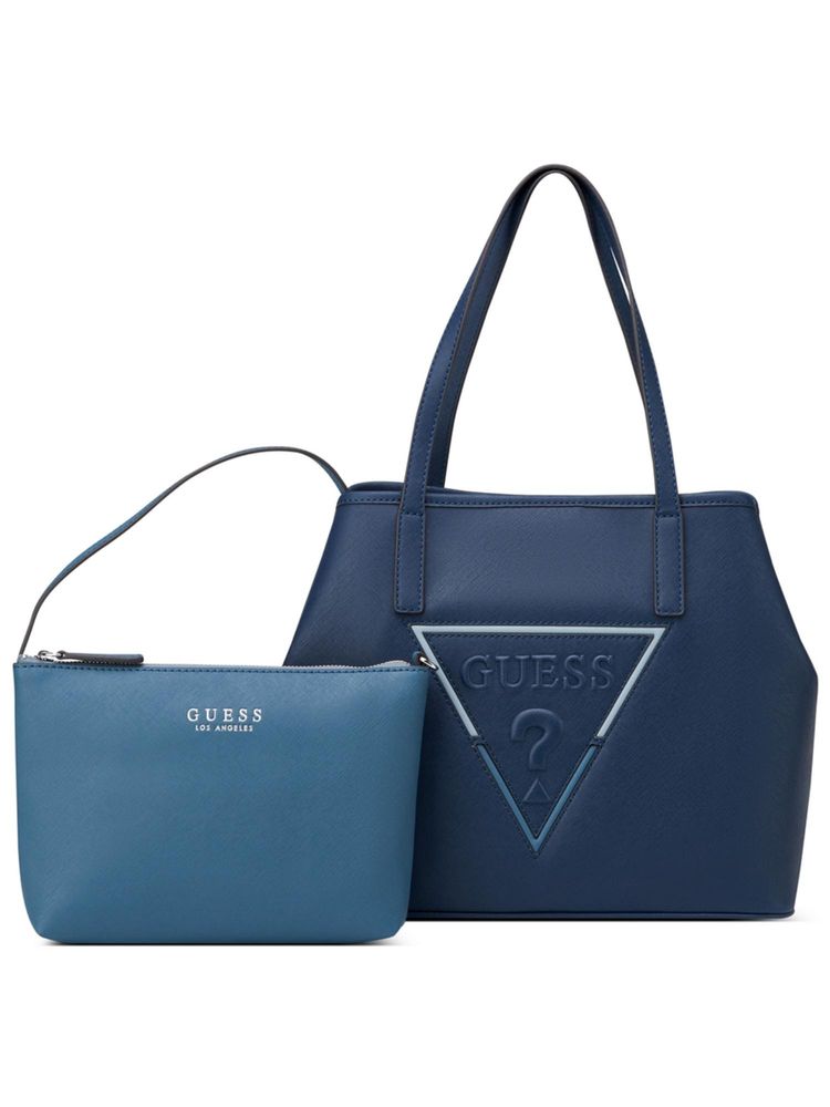 Guess Navy Solid Portini Trap Tote Bag with Pouch-image-33