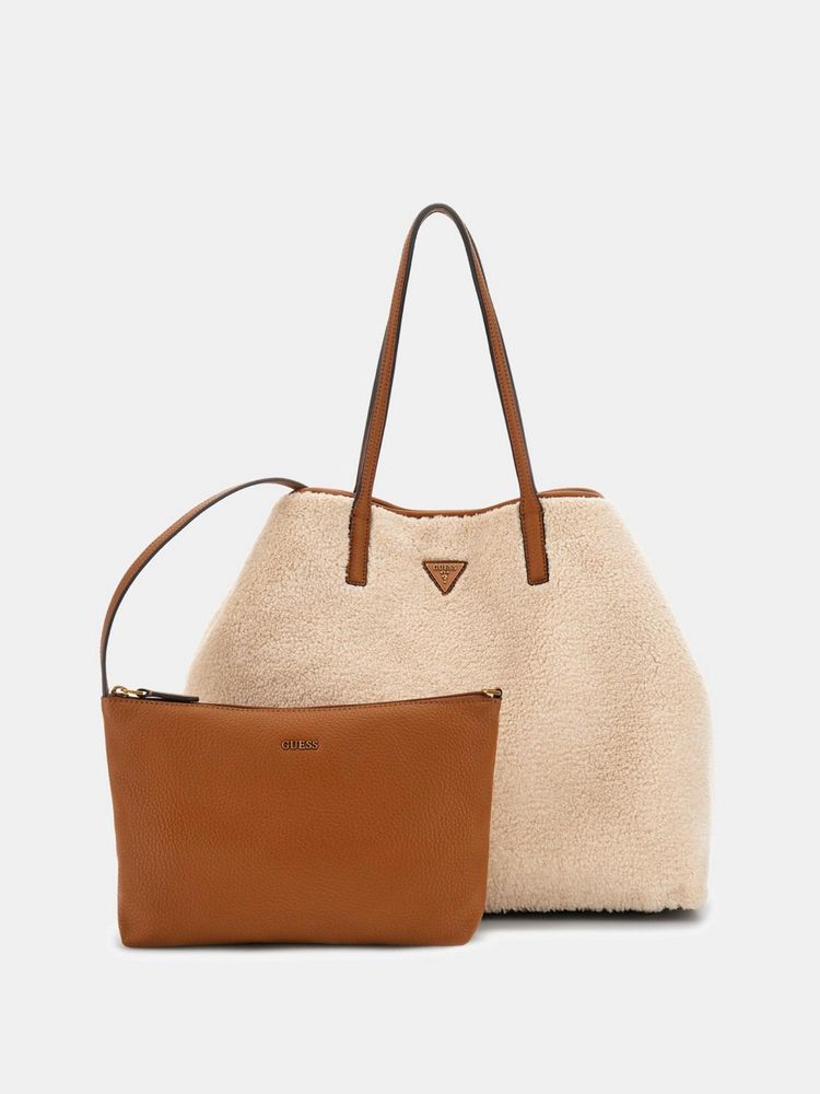 guess fashion Guess Beige Solid Victtoria 2 In 1 Tote Bag with Pouch with Pouch-picture-25