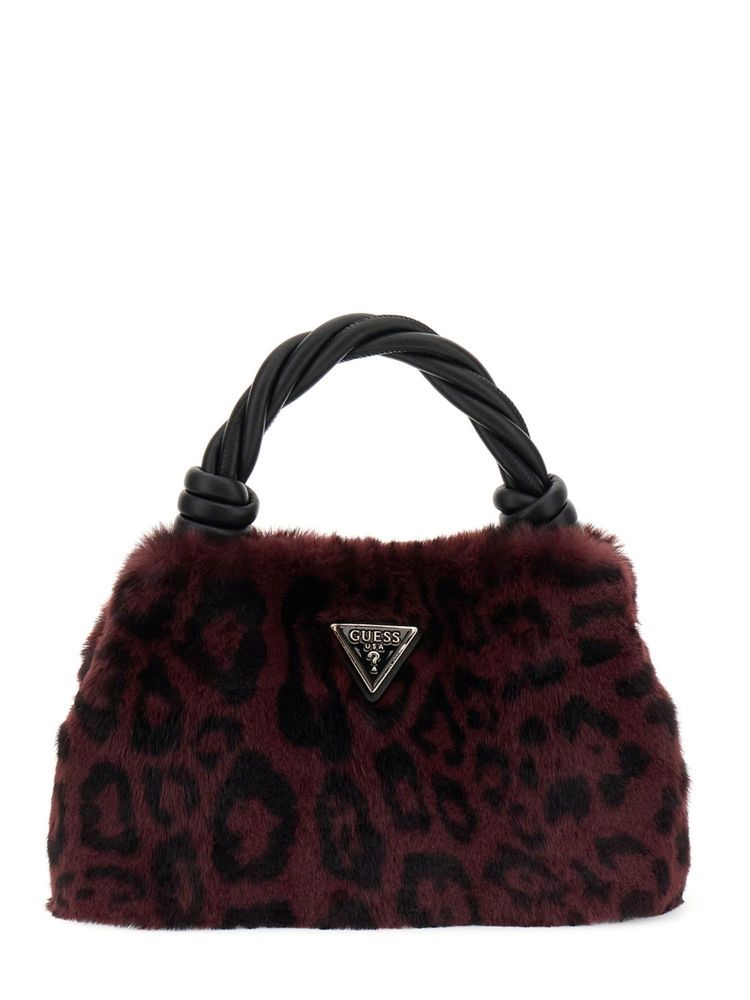 Guess Wine Animal Print Shaida Top Handle Crossbody Bag-image-6
