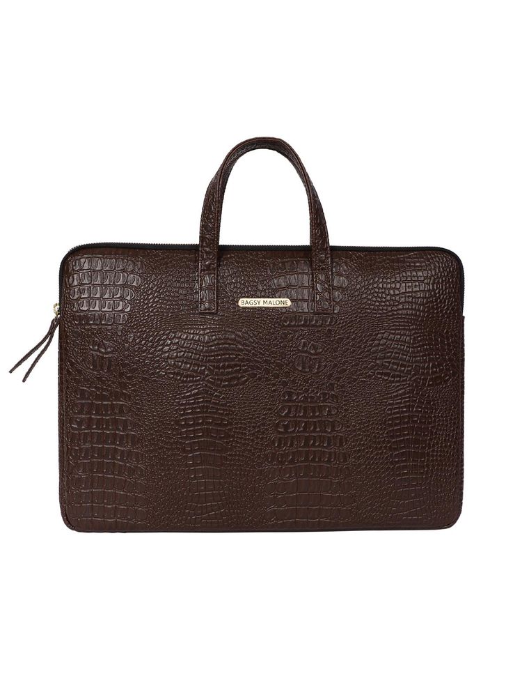 Bagsy Malone Vegan Leather Crocodile Print Unisex Laptop Bag
