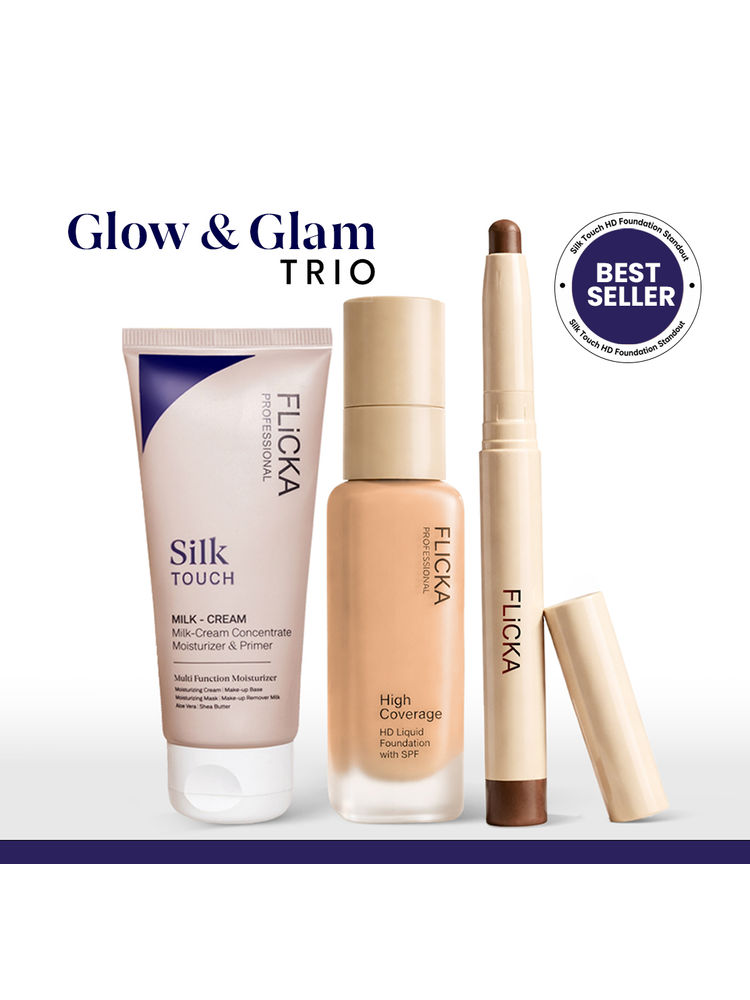 FLiCKA Combo - Hd Liquid Foundation 102 Fair Medium + Silk Touch Primer + Standout Lipstick-image-20