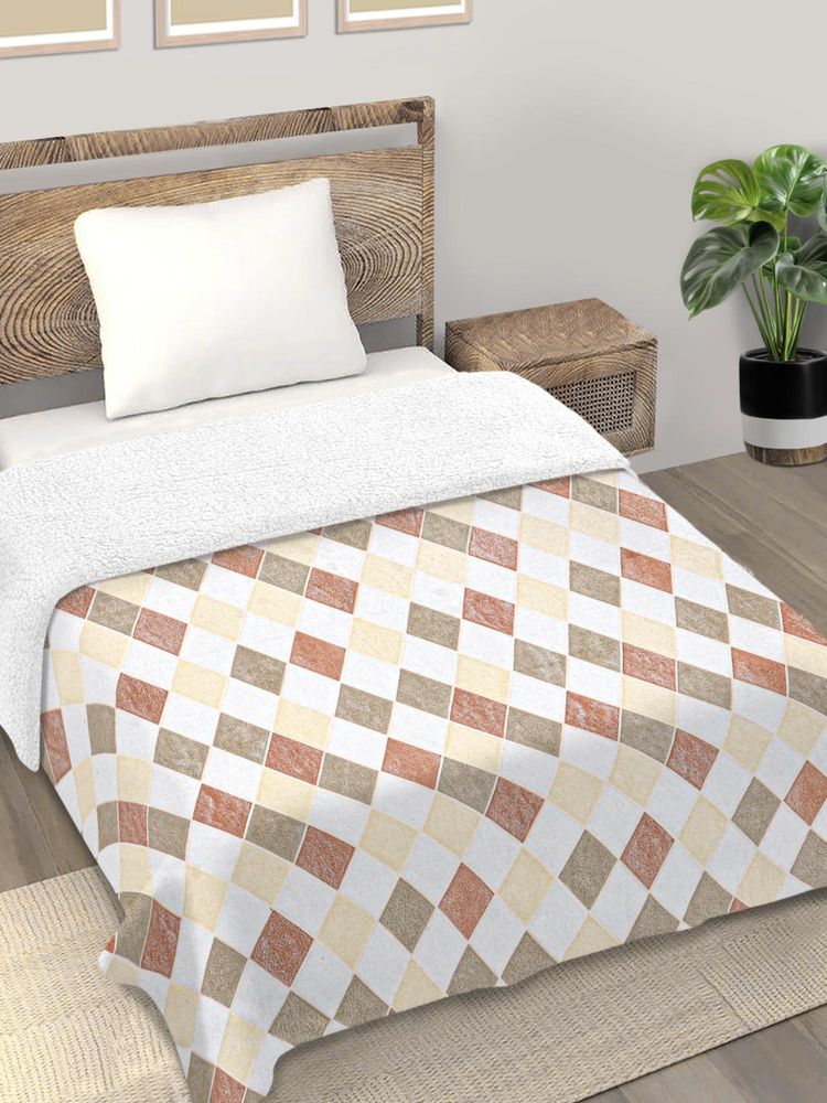 FABINALIV Multi-Color Geometric Mild Winter 500 Gsm Woollen Bed Comforter (Single)-image-48