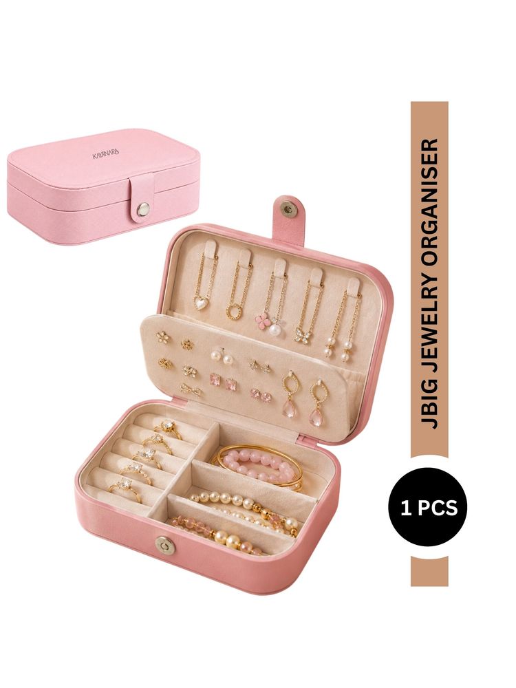 Kayanara Big Jewelry Organizer Box With Zipper, Portable Storage Case For Rings, Earrings, Necklaces-image-3