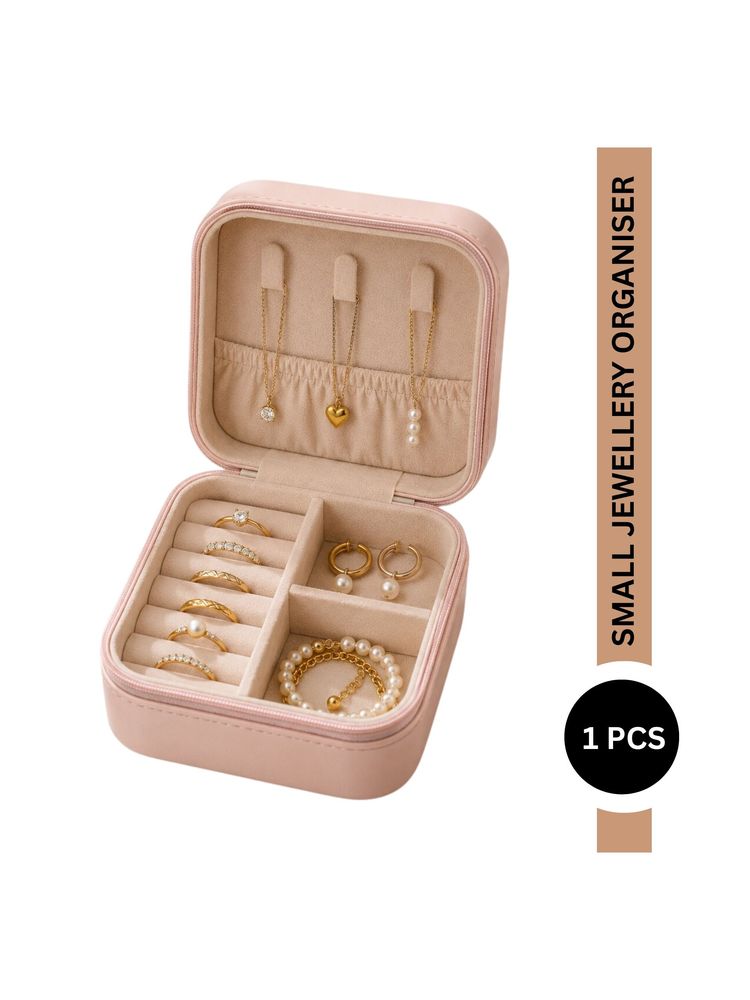 Kayanara Mini Jewelry Travel Case With Zipper, Compact Organizer Box For Rings, Earrings & Necklaces-image-5