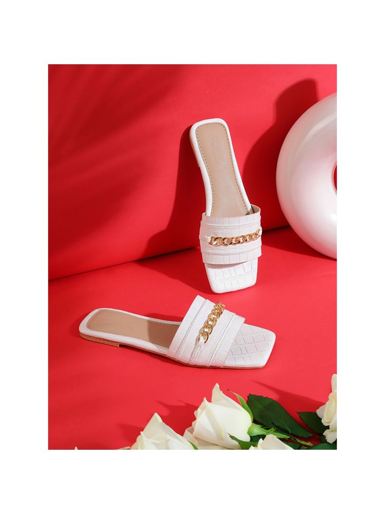 Truffle Collection White Embellished Flats-picture-13