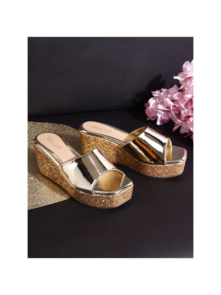 Truffle Collection Gold Solid Wedges-picture-16