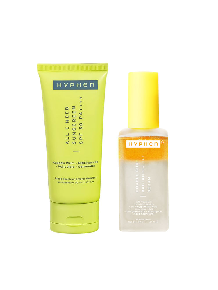 Hyphen Daily Care Routine With SPF Protection & 18% Brightening, 20% Collagen Double Serum