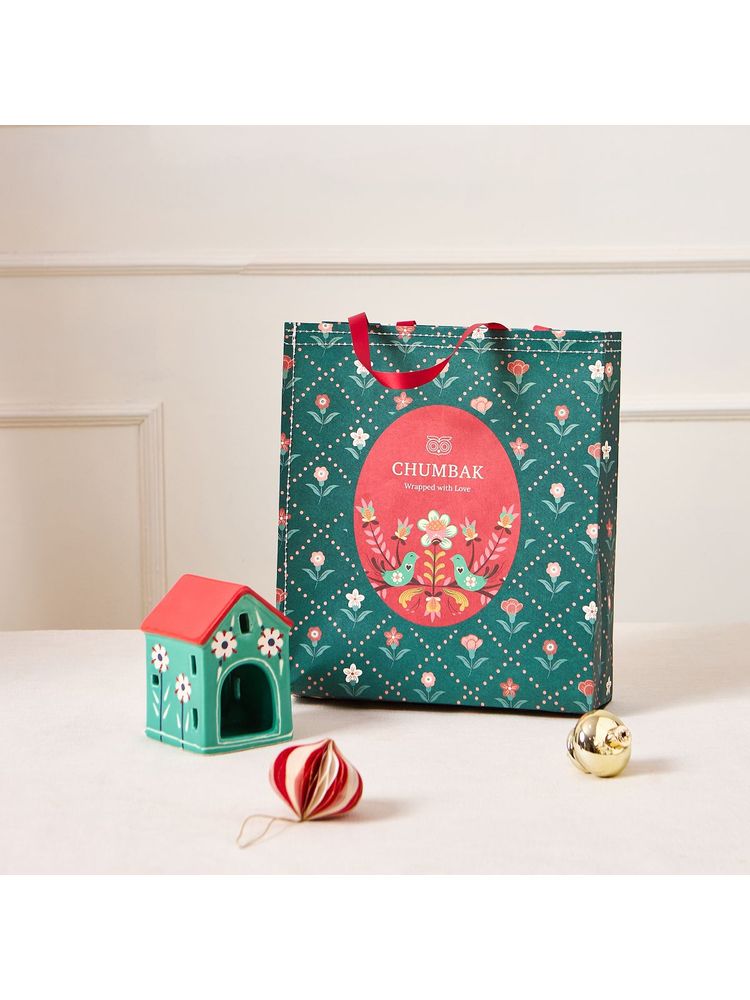Chumbak X'mas Cottage Tea-light Holder| Comes in a Gift Bag Green-image-5