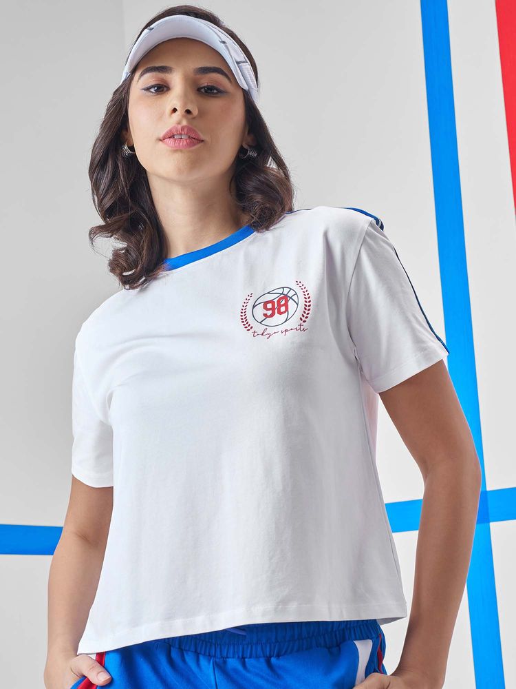 TOKYO TALKIES Women White Round Neck Printed Oversized T-Shirt-picture-15
