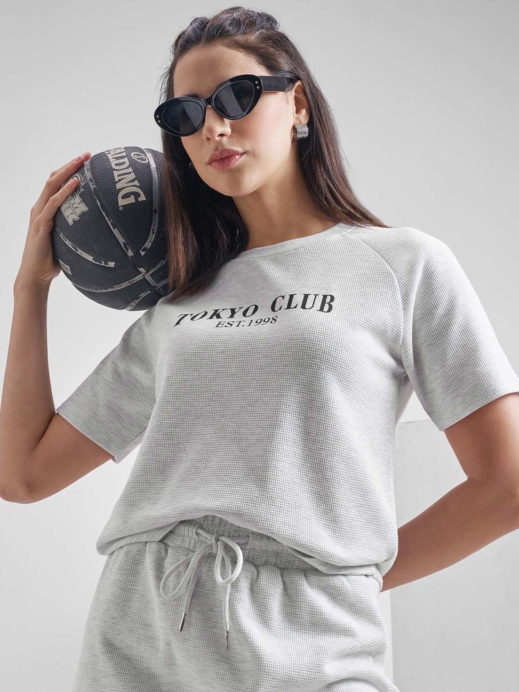 TOKYO TALKIES Women Grey Printed Boxy Crop T-Shirt-picture-28
