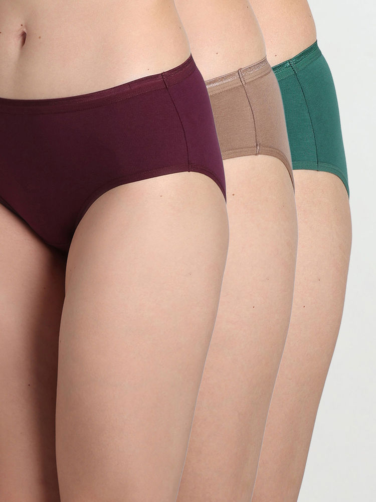 Wacoal Cotton Mid Waist Medium Coverage Hipster Panty Multi-Color (Pack of 3)-picture-19