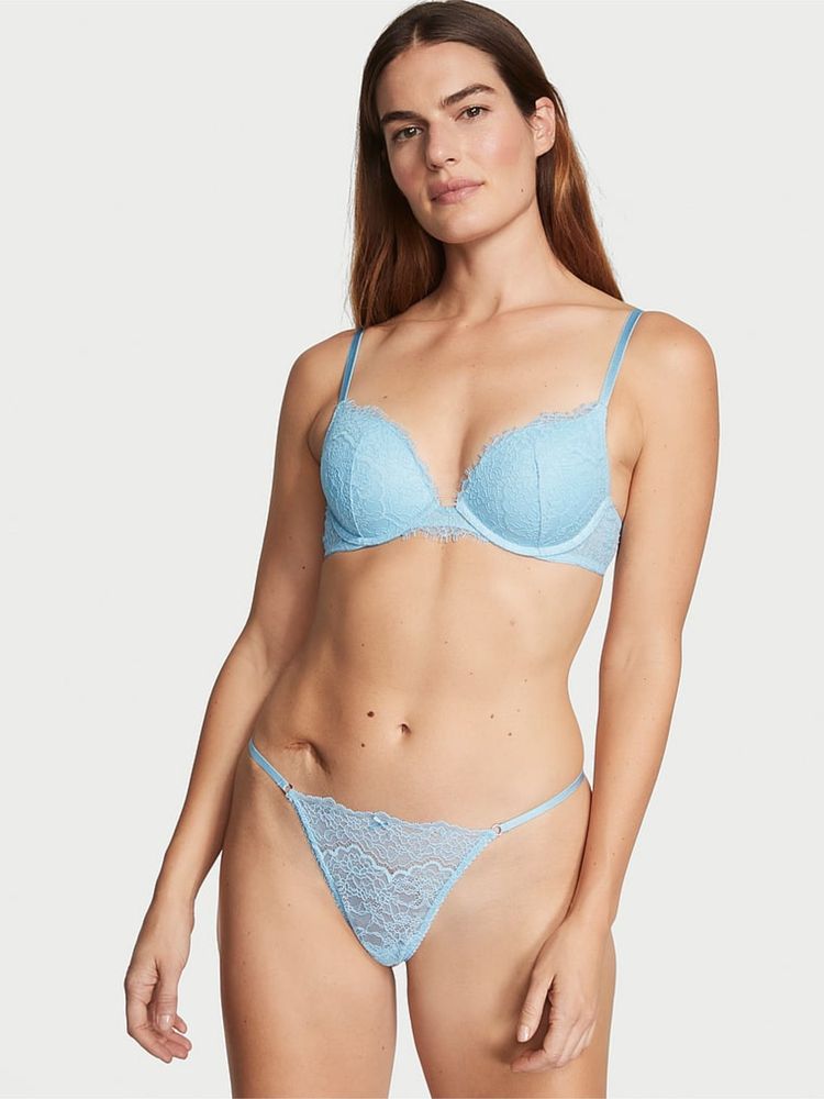 Victoria's Secret Dream Angels Lace V-String Panty Blue-image-48