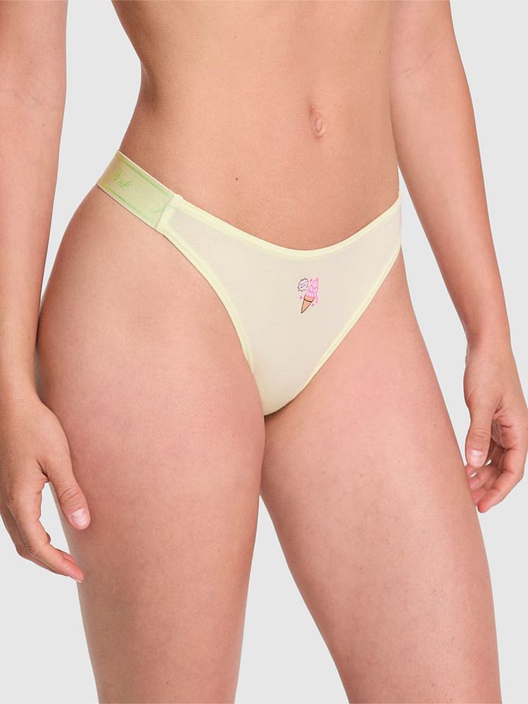 victoria's secret intimates Victoria's Secret Pink Logo Cotton High-Leg Thong Panty Green-picture-25