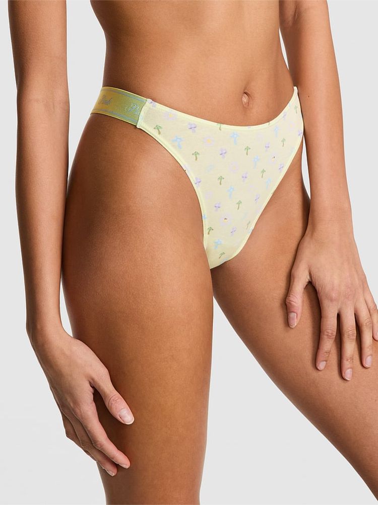 victoria's secret intimates Victoria's Secret Pink Logo Cotton High-Leg Thong Panty Green-picture-29