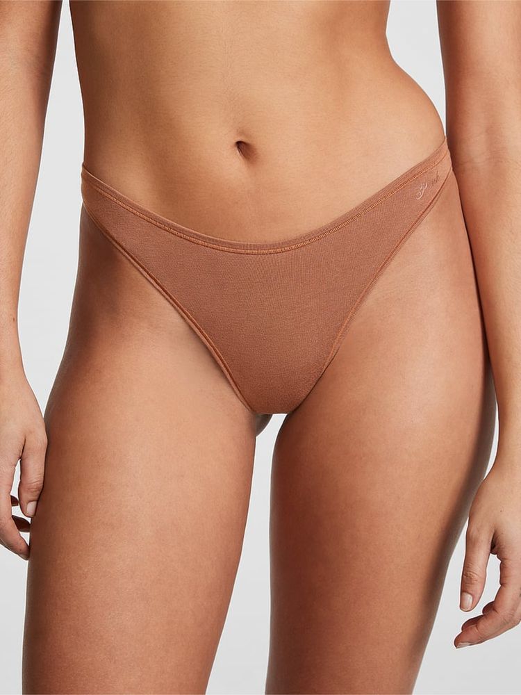 victoria's secret intimates Victoria's Secret Pink Cotton High-Leg Thong Panty Brown-picture-19